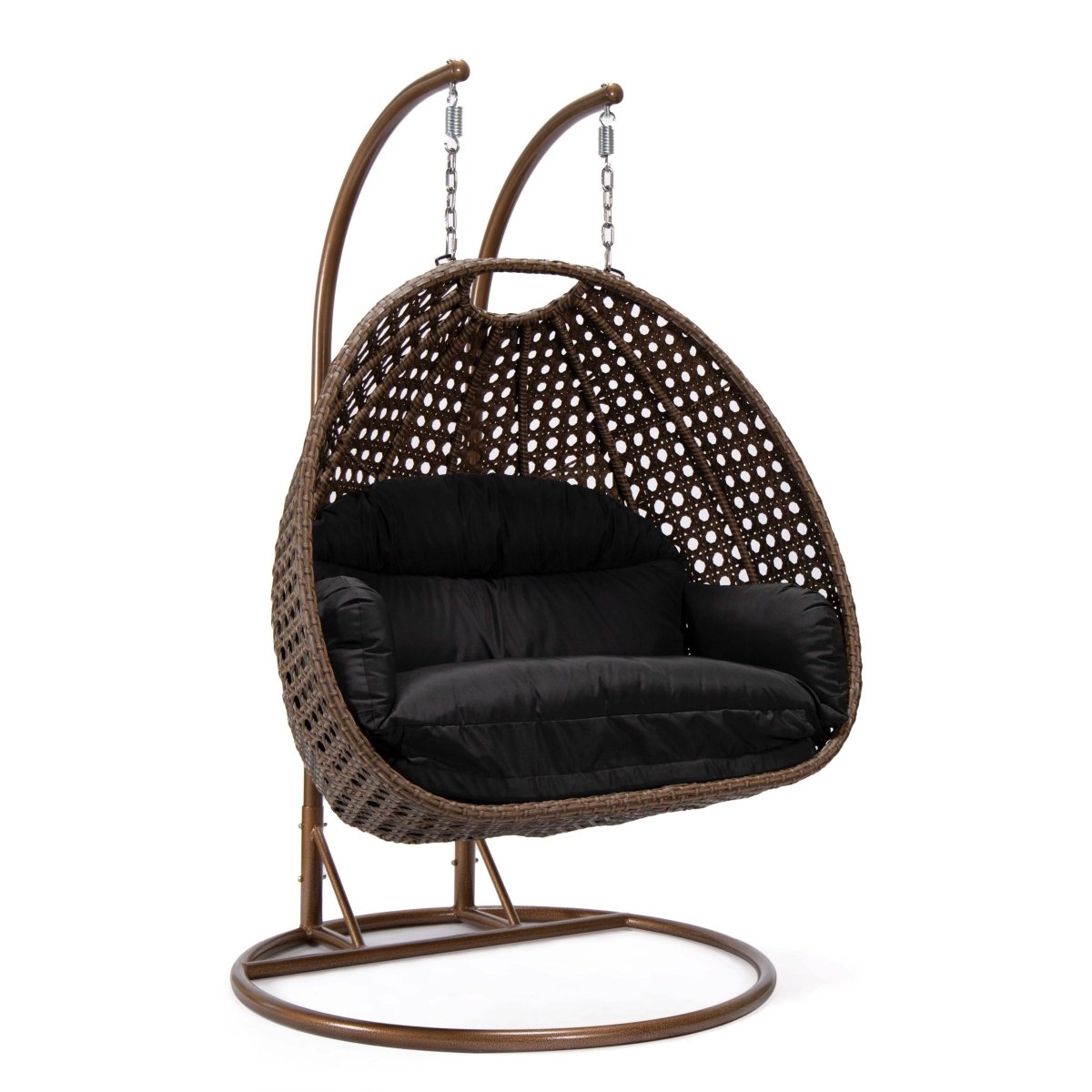 Mendoza 2 - Person Wicker Hanging Egg Swing Chair with Removable Cushions and Iron Base