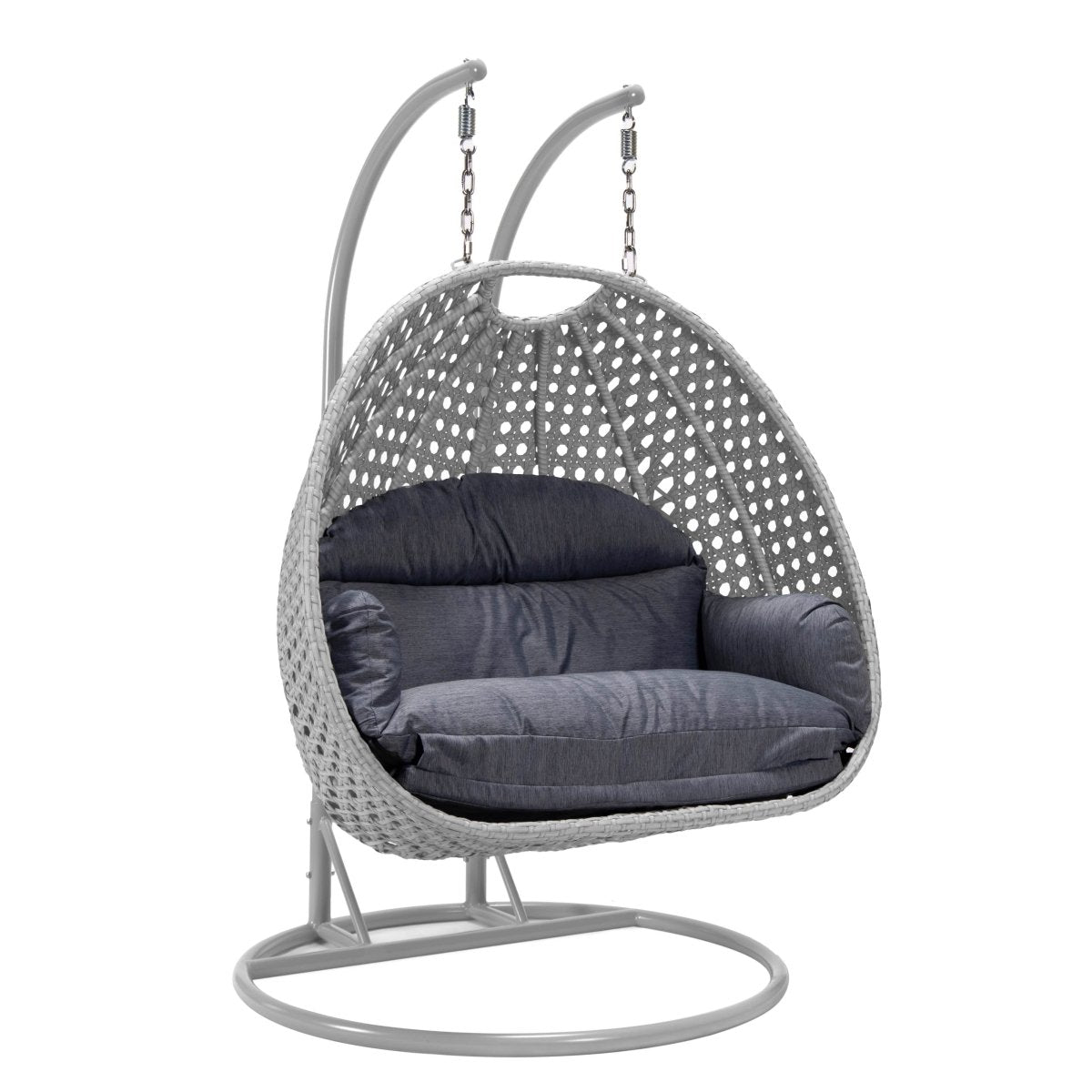 Mendoza 2 - Person Wicker Hanging Egg Swing Chair with Removable Cushions and Iron Base