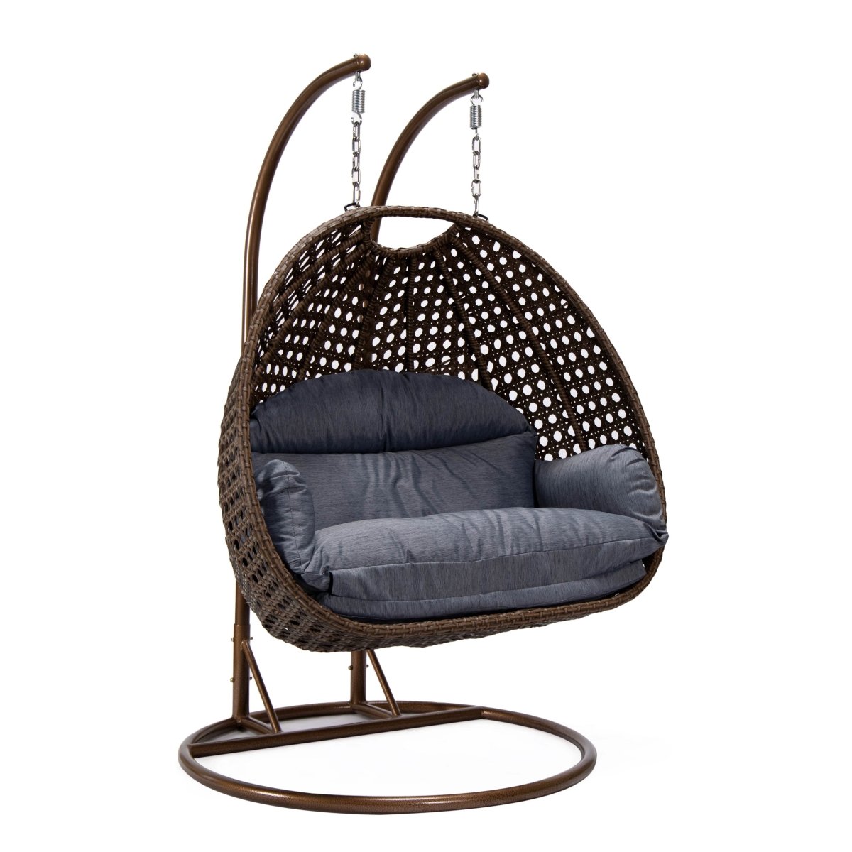 Mendoza 2 - Person Wicker Hanging Egg Swing Chair with Removable Cushions and Iron Base