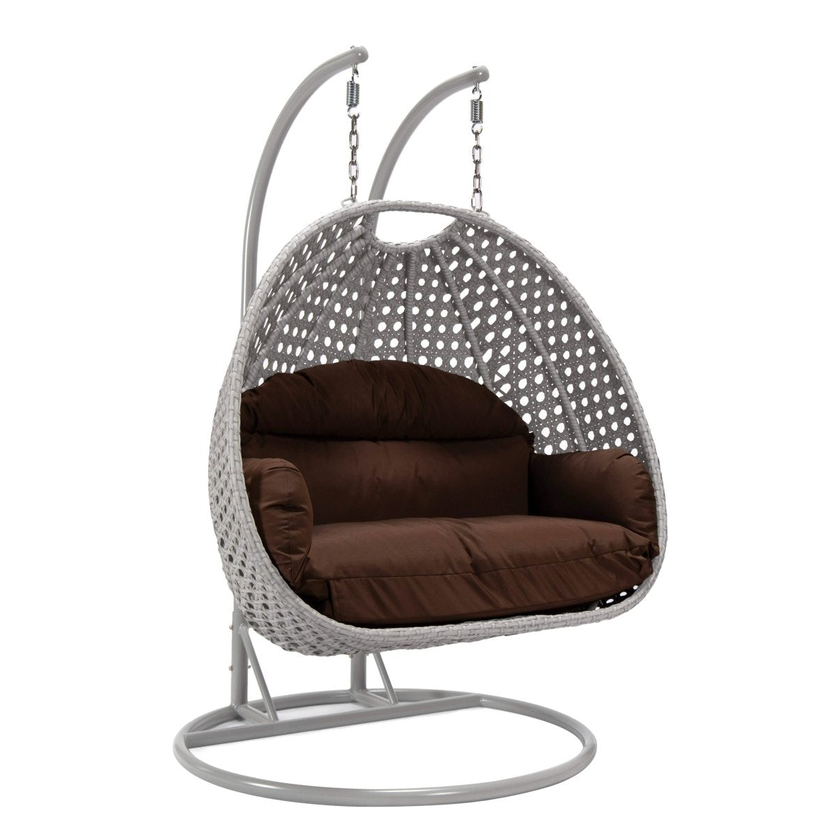 Mendoza 2 - Person Wicker Hanging Egg Swing Chair with Removable Cushions and Iron Base