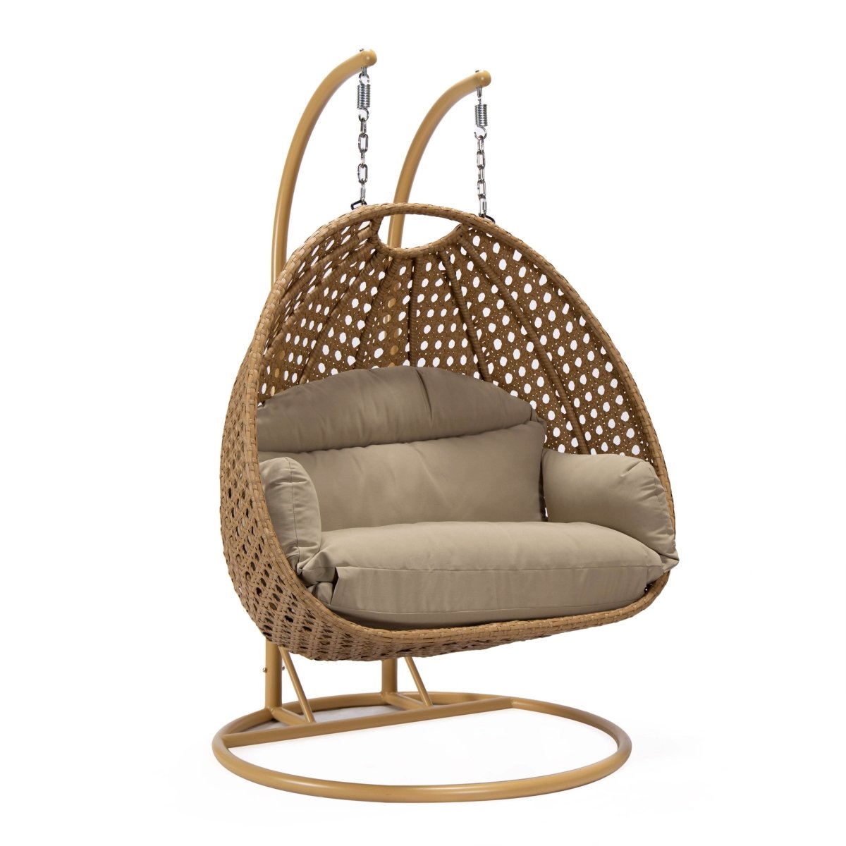 Mendoza 2 - Person Wicker Hanging Egg Swing Chair with Removable Cushions and Iron Base
