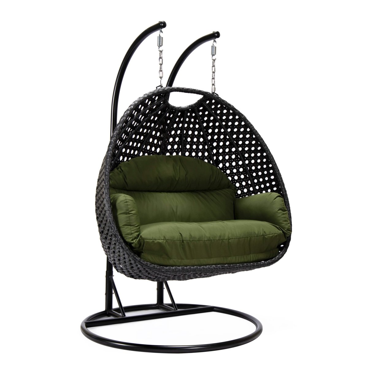 Mendoza 2 - Person Wicker Hanging Egg Swing Chair with Removable Cushions and Iron Base