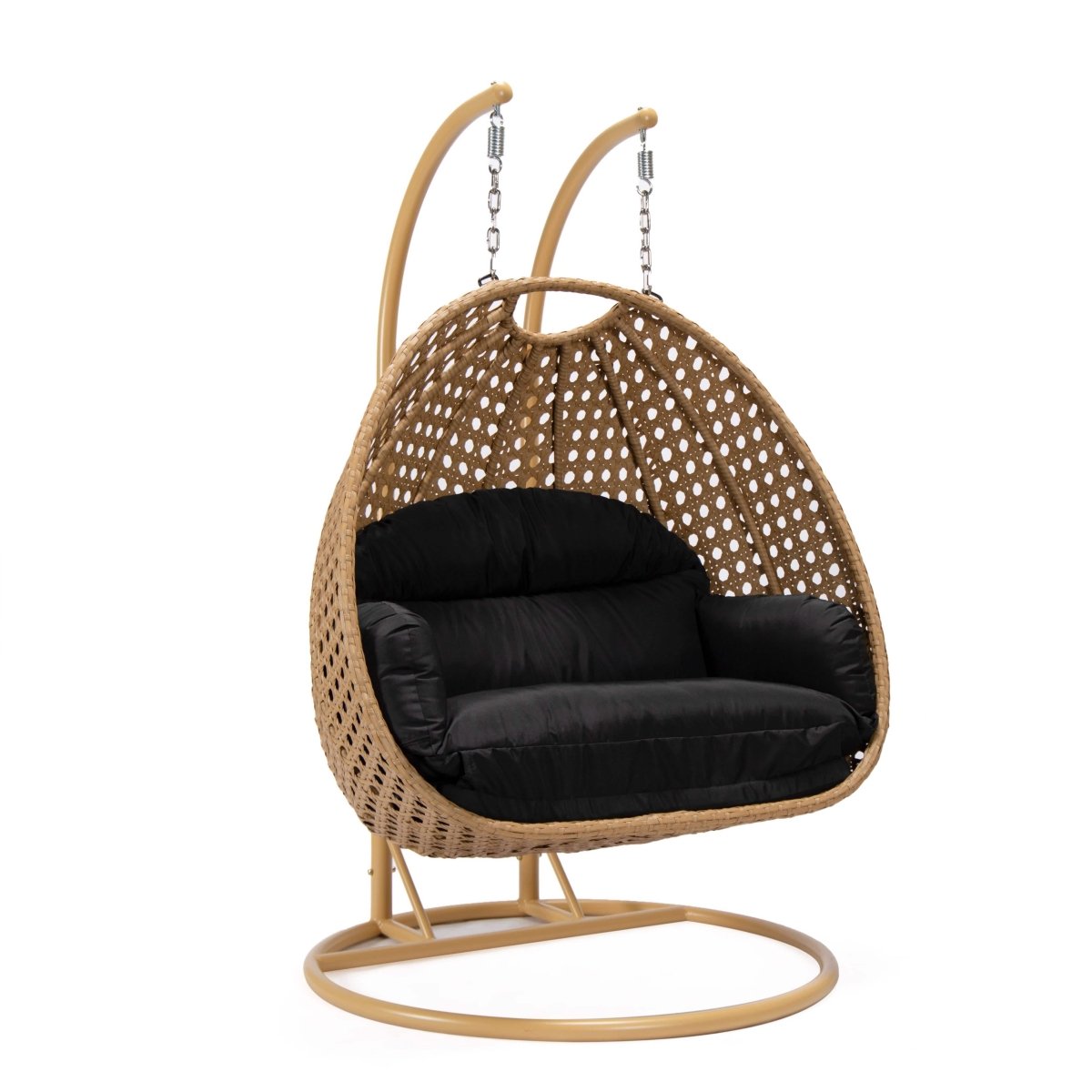 Mendoza 2 - Person Wicker Hanging Egg Swing Chair with Removable Cushions and Iron Base