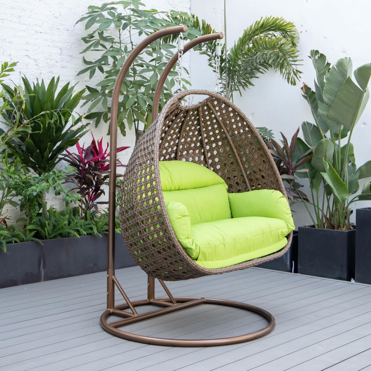 Mendoza 2 - Person Wicker Hanging Egg Swing Chair with Removable Cushions and Iron Base