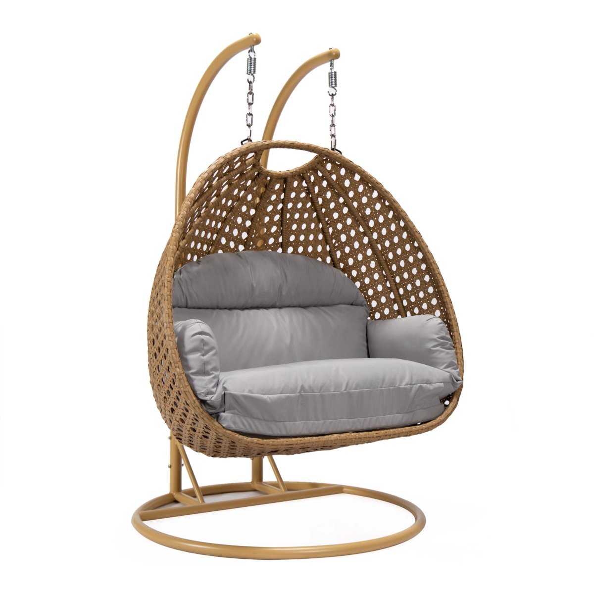 Mendoza 2 - Person Wicker Hanging Egg Swing Chair with Removable Cushions and Iron Base