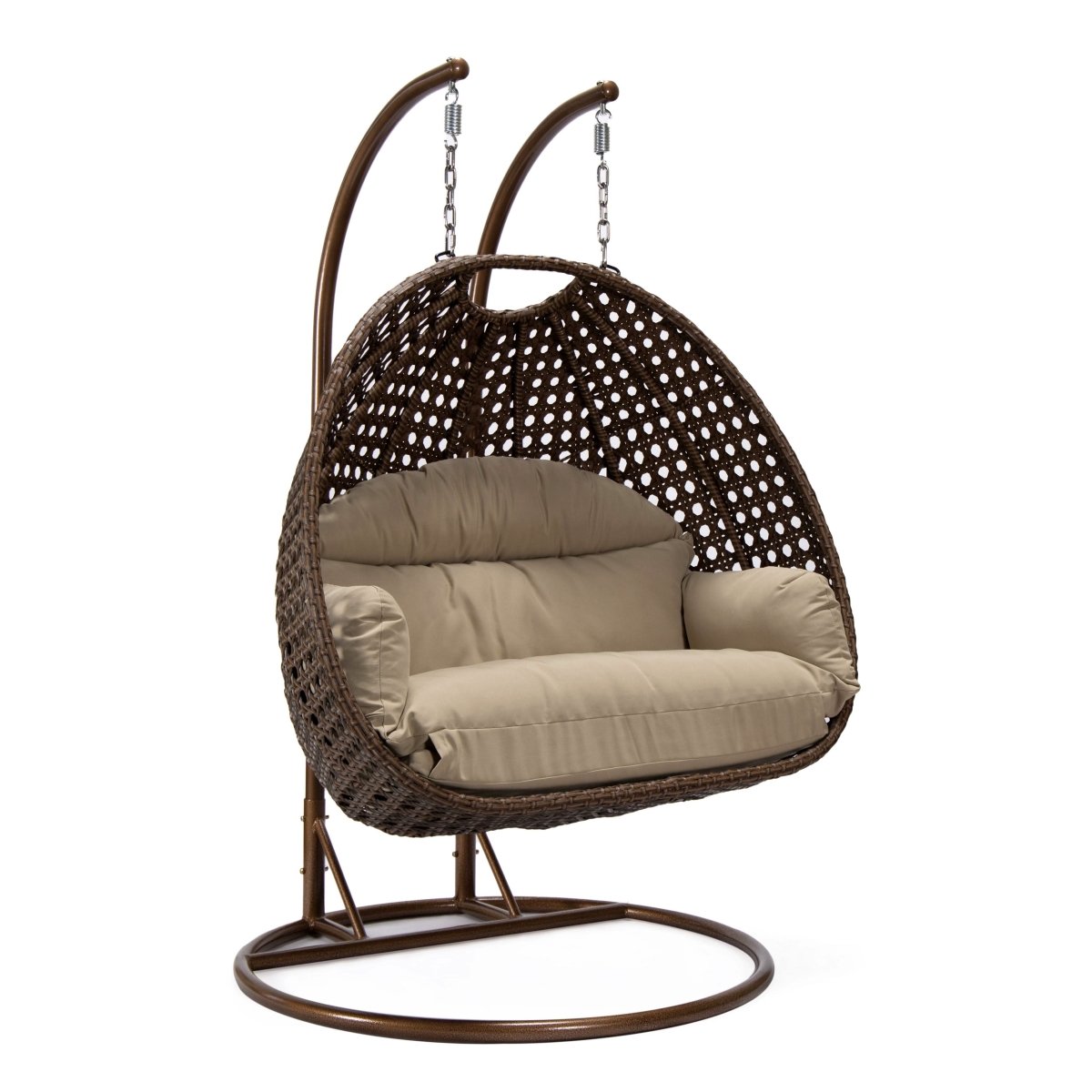 Mendoza 2 - Person Wicker Hanging Egg Swing Chair with Removable Cushions and Iron Base