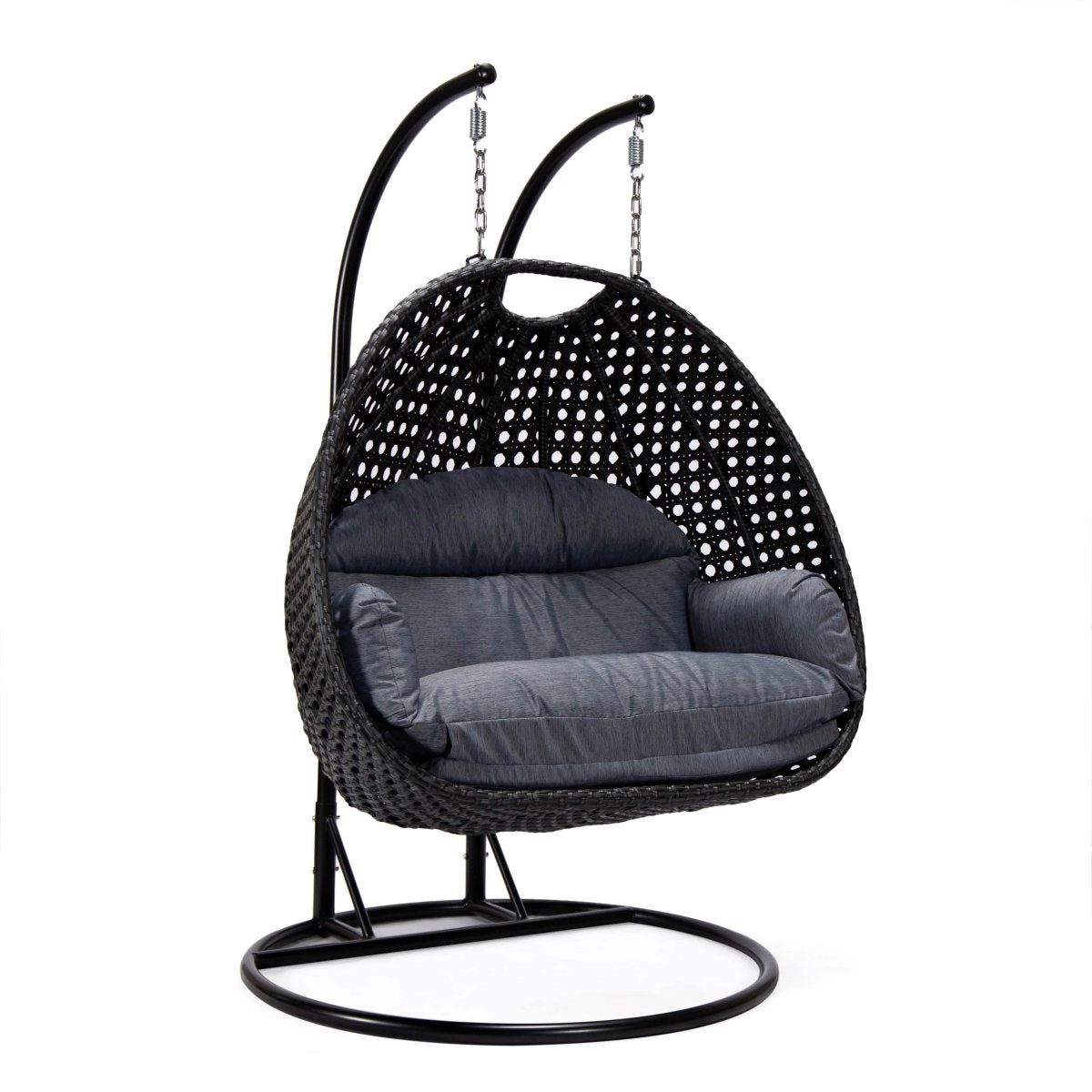 Mendoza 2 - Person Wicker Hanging Egg Swing Chair with Removable Cushions and Iron Base