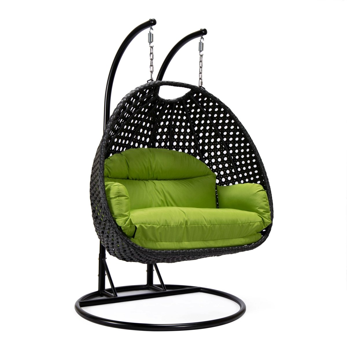 Mendoza 2 - Person Wicker Hanging Egg Swing Chair with Removable Cushions and Iron Base