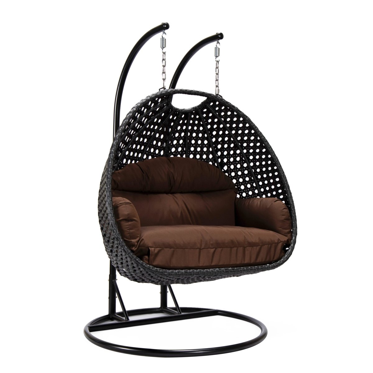 Mendoza 2 - Person Wicker Hanging Egg Swing Chair with Removable Cushions and Iron Base
