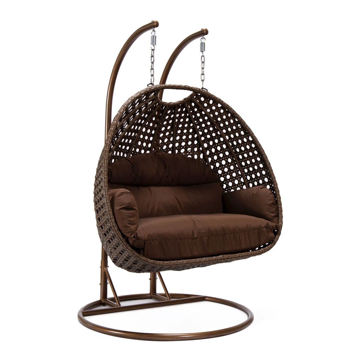Mendoza 2 - Person Wicker Hanging Egg Swing Chair with Removable Cushions and Iron Base