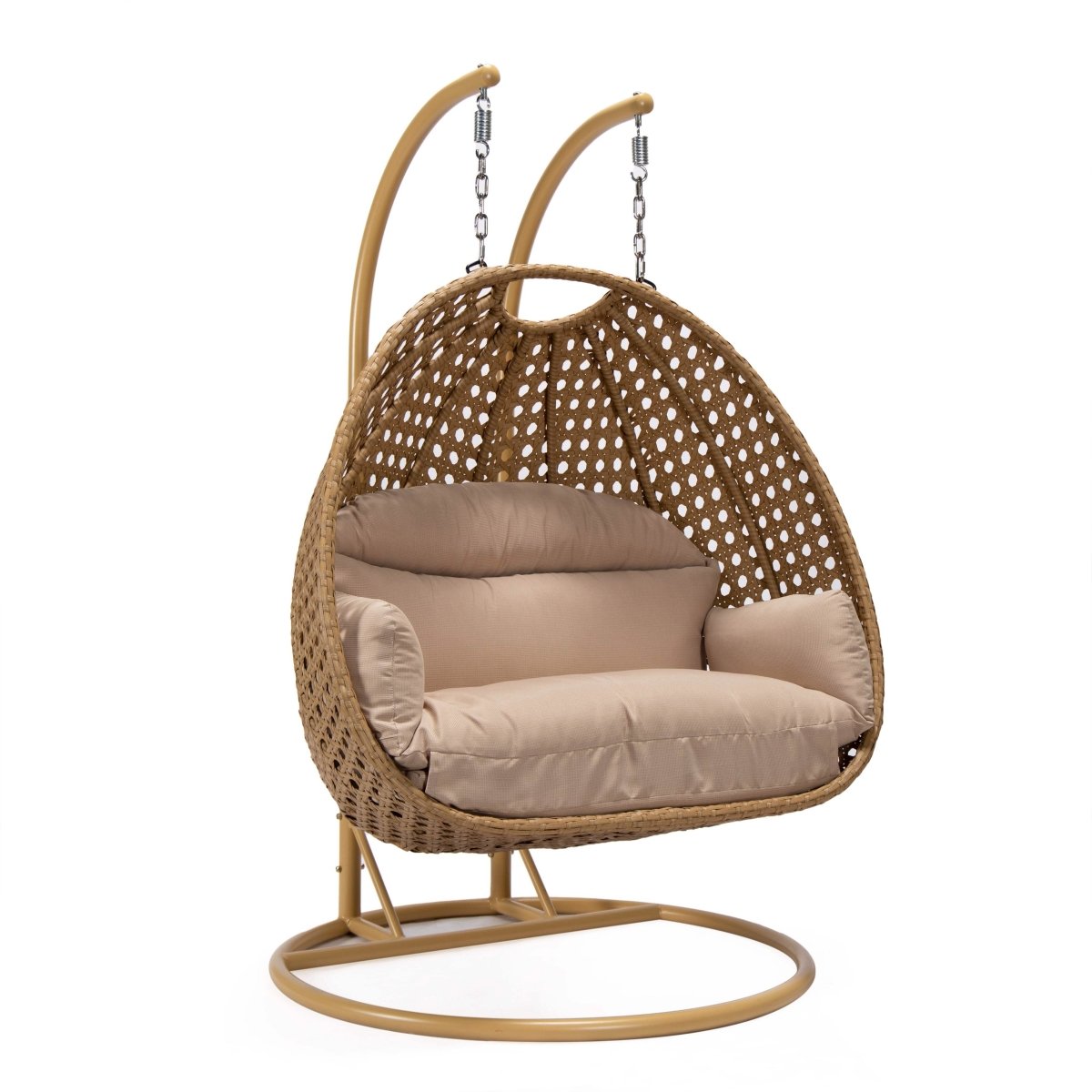 Mendoza 2 - Person Wicker Hanging Egg Swing Chair with Removable Cushions and Iron Base