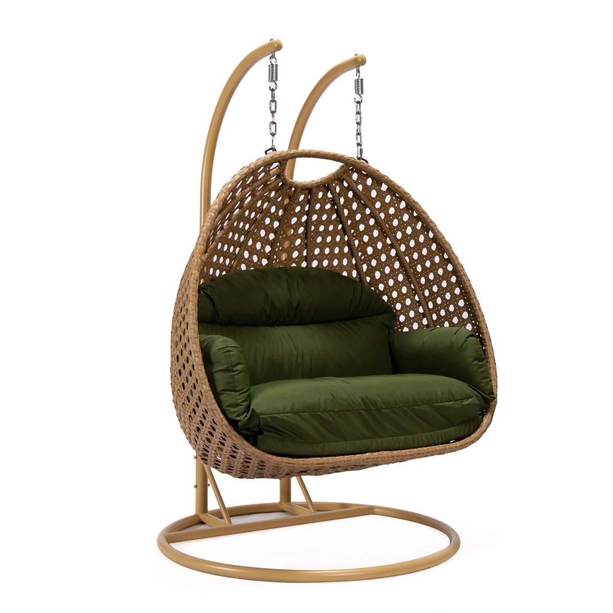 Mendoza 2 - Person Wicker Hanging Egg Swing Chair with Removable Cushions and Iron Base