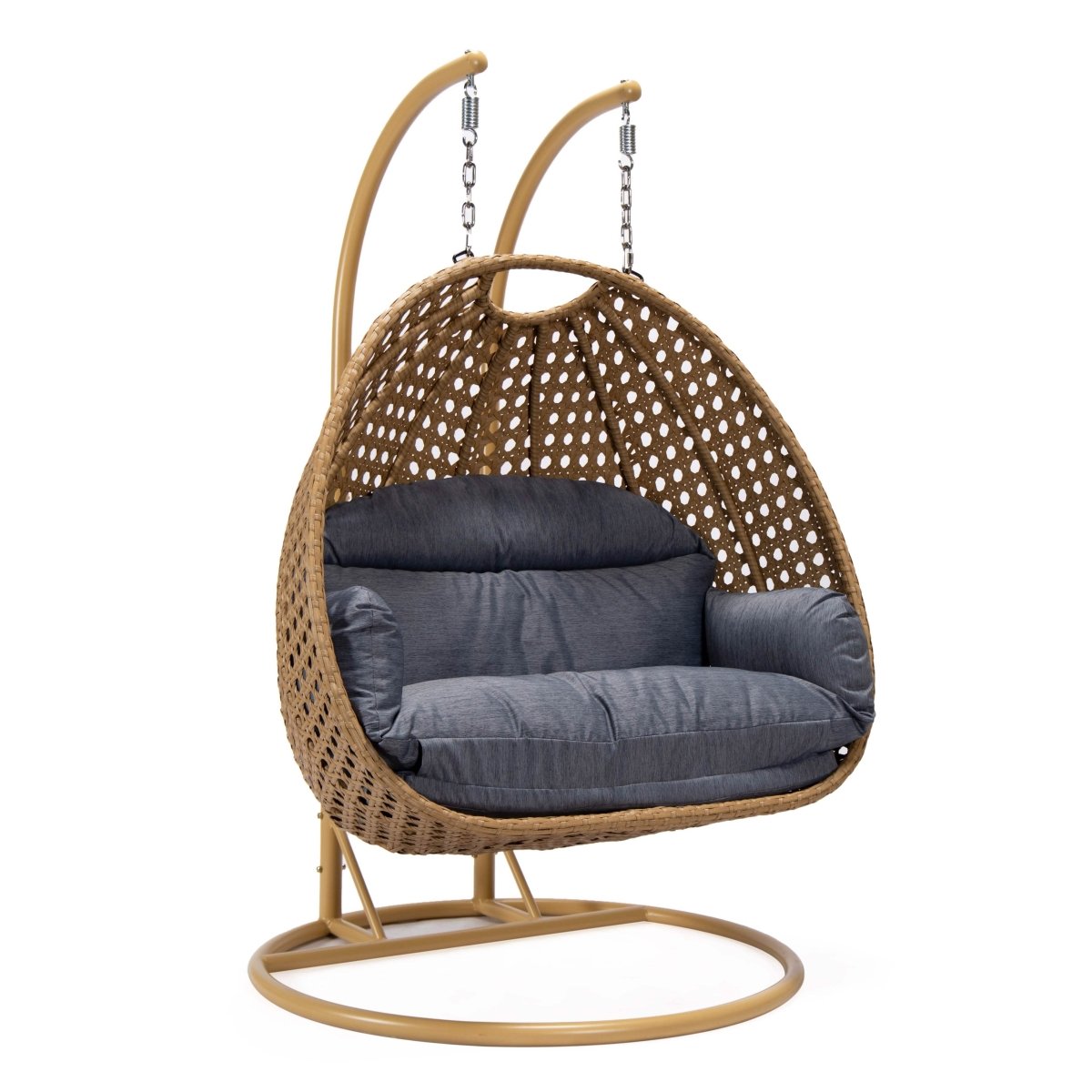 Mendoza 2 - Person Wicker Hanging Egg Swing Chair with Removable Cushions and Iron Base