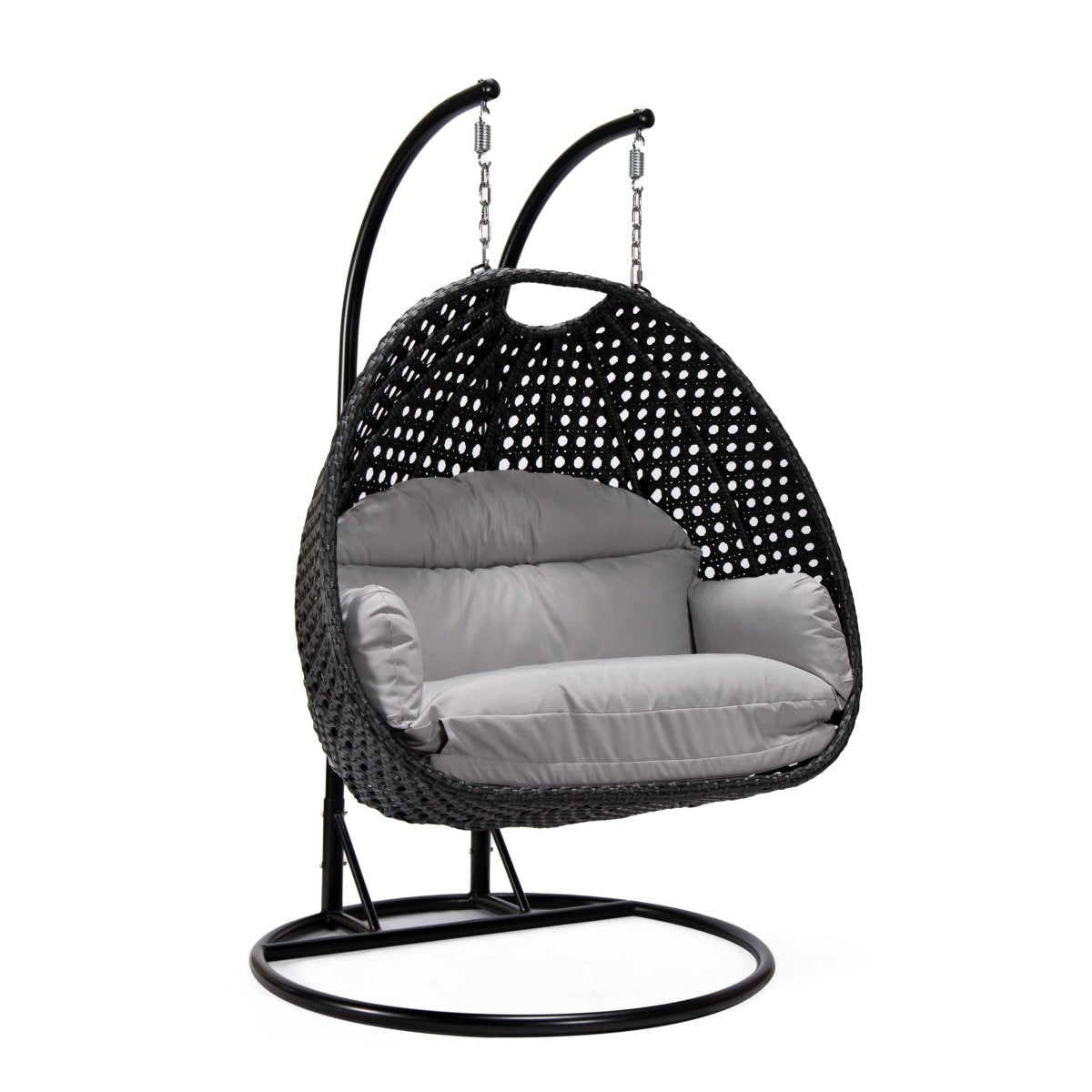 Mendoza 2 - Person Wicker Hanging Egg Swing Chair with Removable Cushions and Iron Base