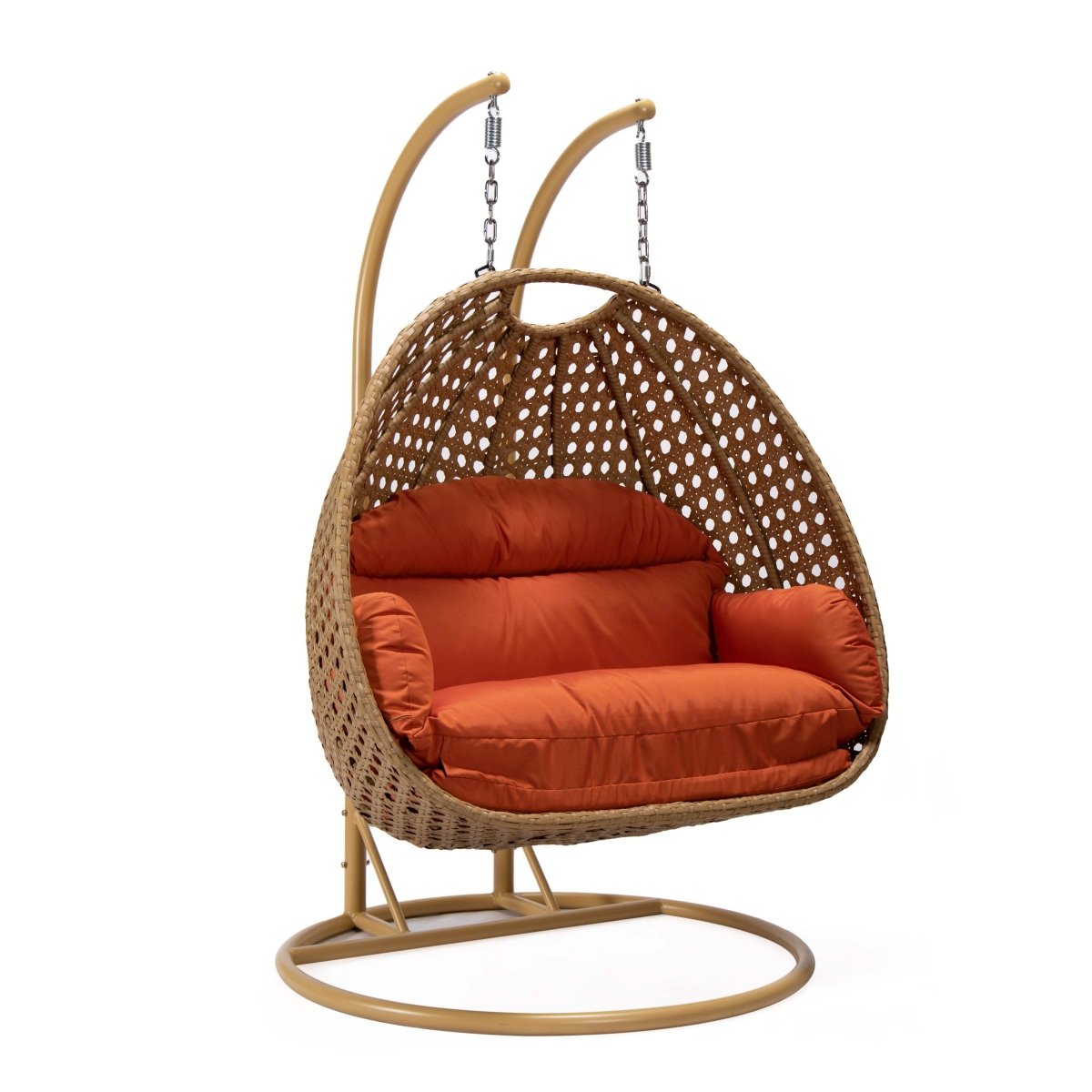 Mendoza 2 - Person Wicker Hanging Egg Swing Chair with Removable Cushions and Iron Base