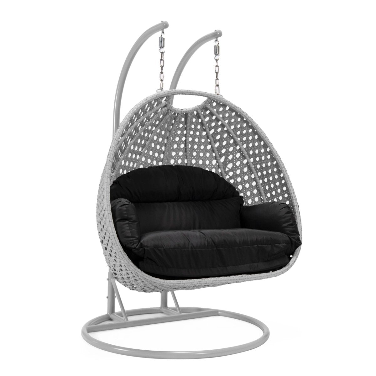 Mendoza 2 - Person Wicker Hanging Egg Swing Chair with Removable Cushions and Iron Base
