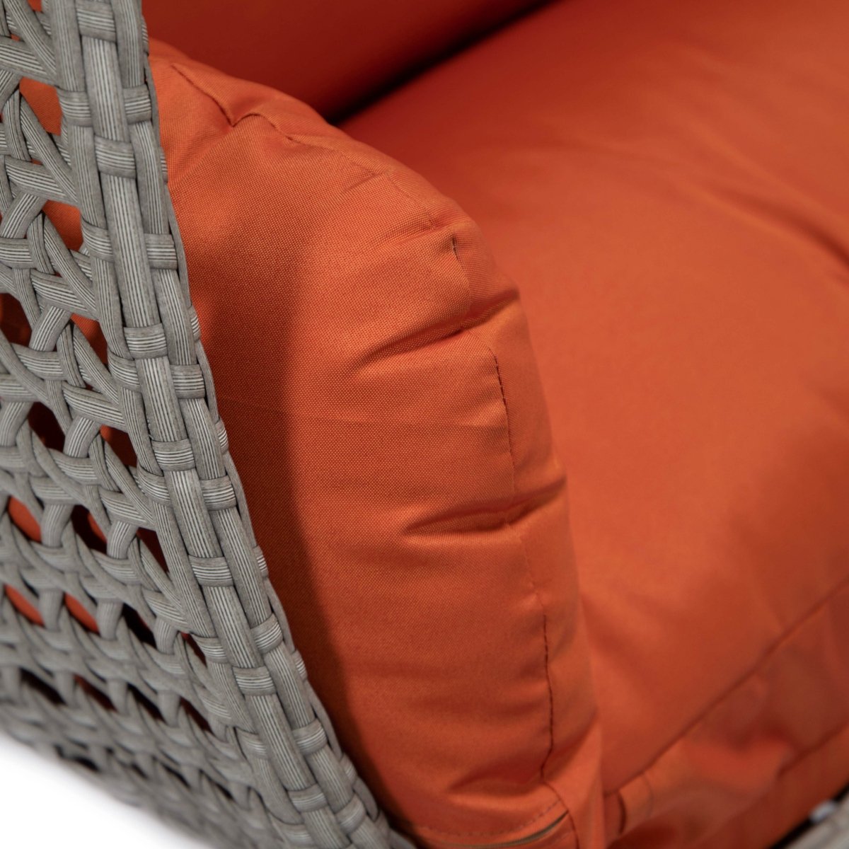 Mendoza 2 - Person Wicker Hanging Egg Swing Chair with Removable Cushions and Iron Base
