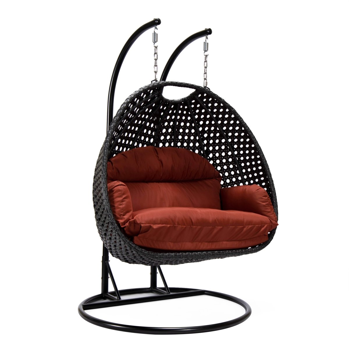 Mendoza 2 - Person Wicker Hanging Egg Swing Chair with Removable Cushions and Iron Base