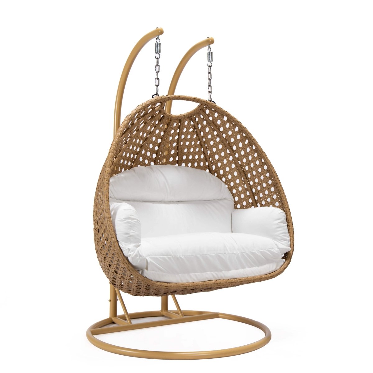Mendoza 2 - Person Wicker Hanging Egg Swing Chair with Removable Cushions and Iron Base
