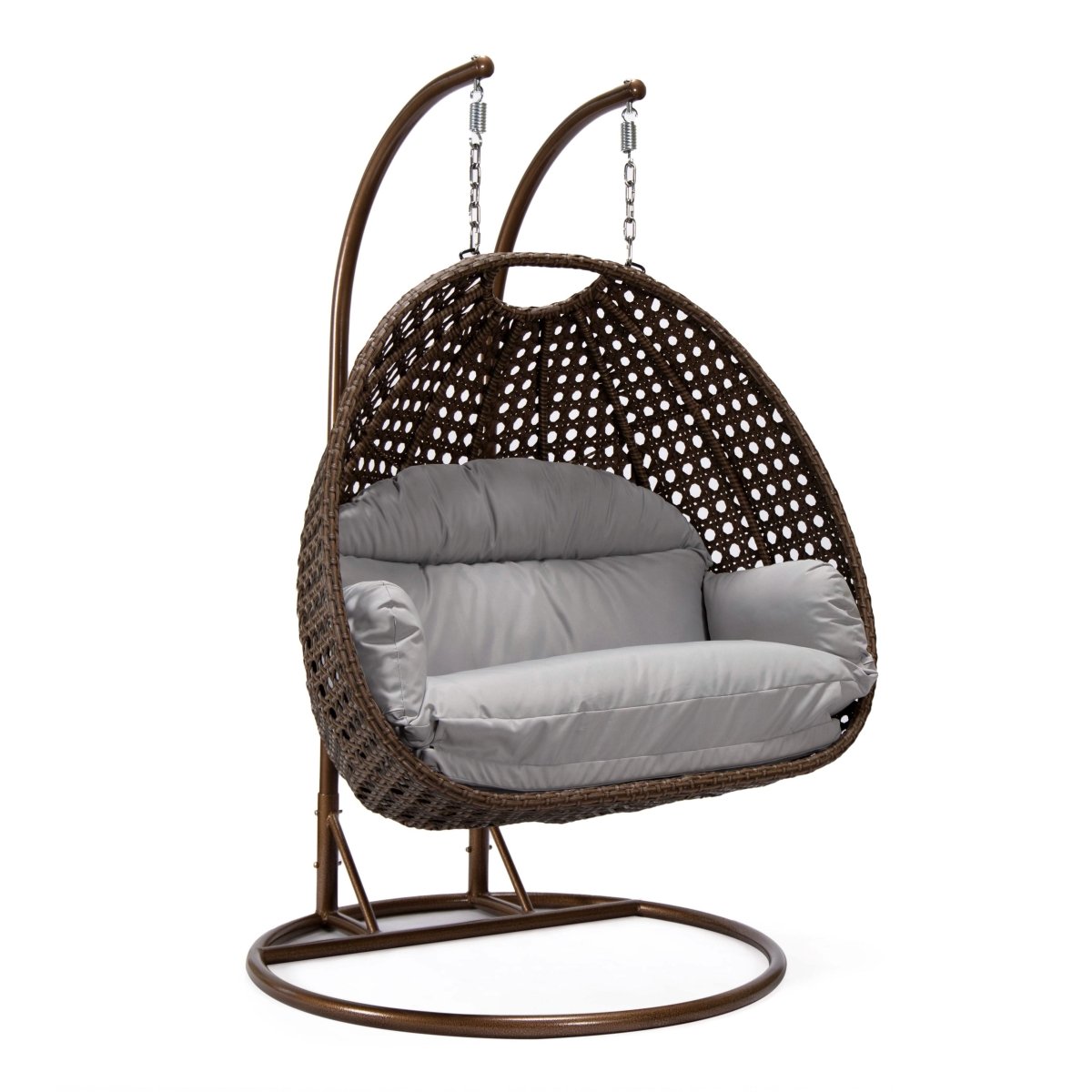 Mendoza 2 - Person Wicker Hanging Egg Swing Chair with Removable Cushions and Iron Base