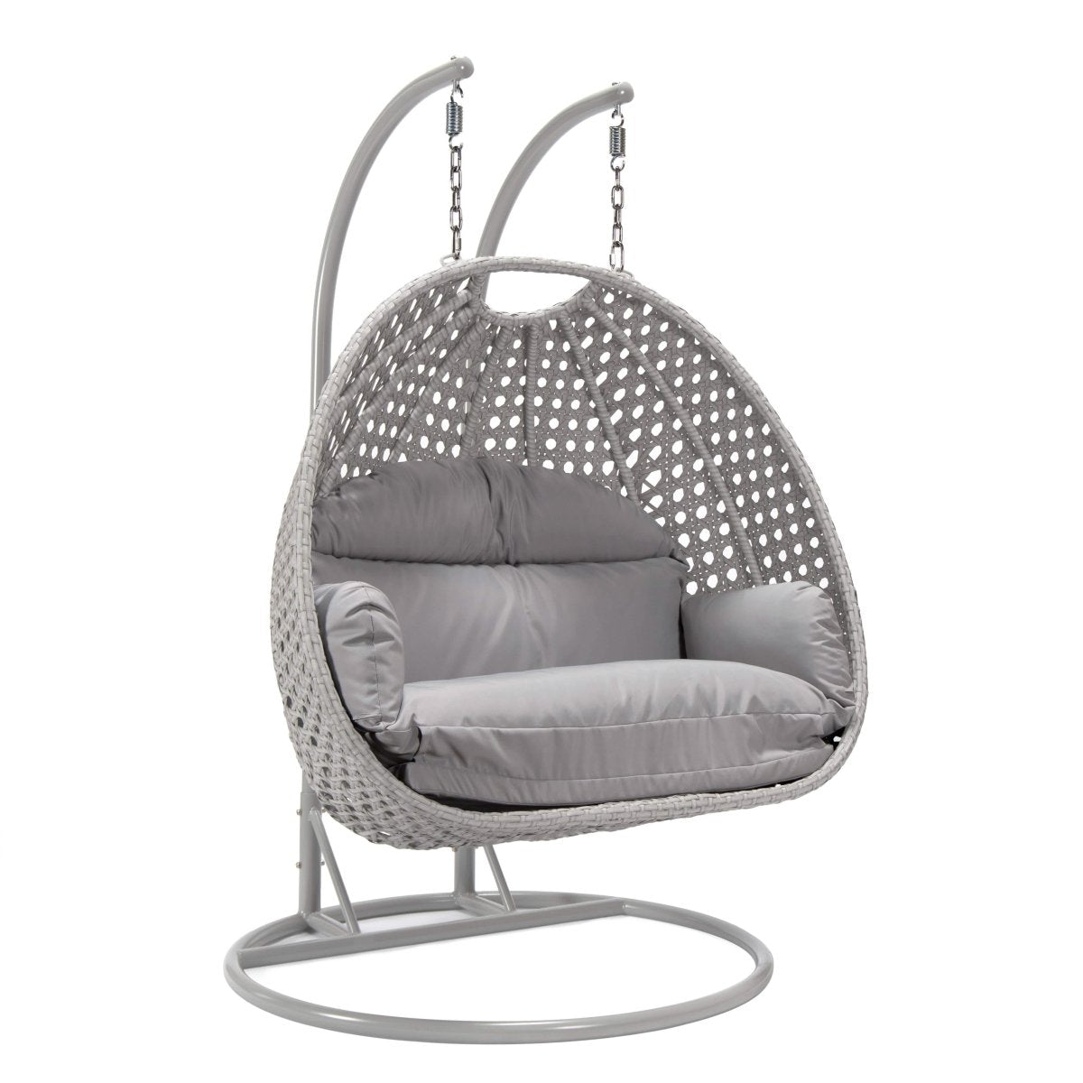Mendoza 2 - Person Wicker Hanging Egg Swing Chair with Removable Cushions and Iron Base