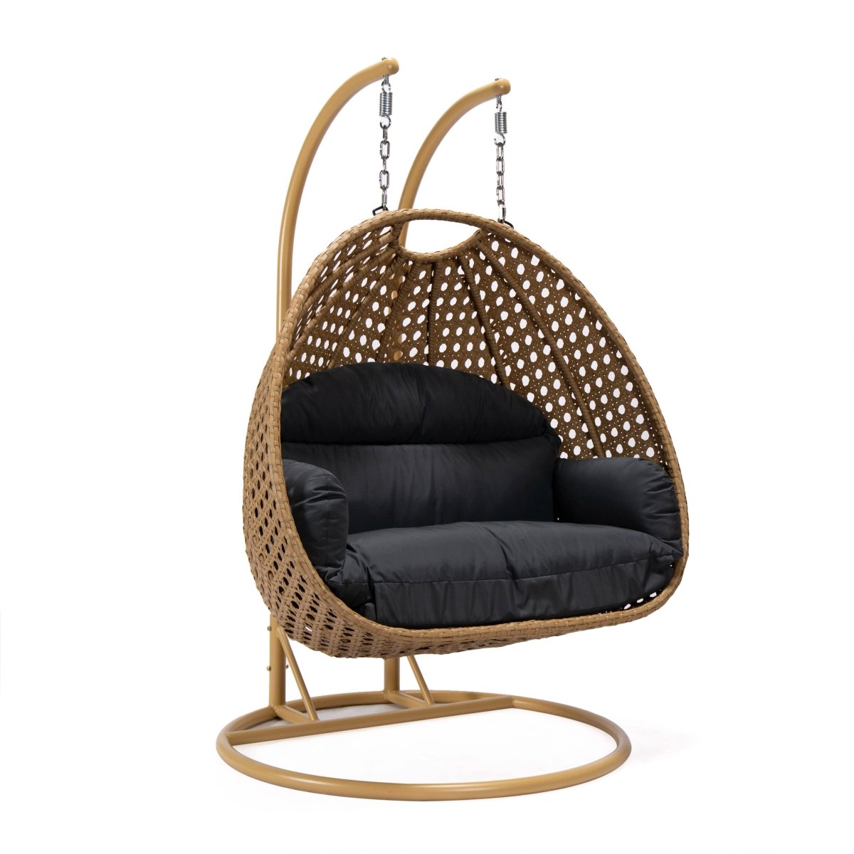 Mendoza 2 - Person Wicker Hanging Egg Swing Chair with Removable Cushions and Iron Base