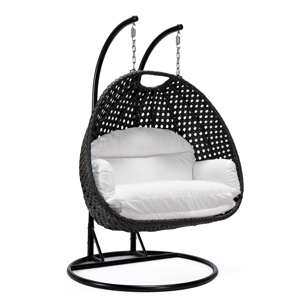 Mendoza 2 - Person Wicker Hanging Egg Swing Chair with Removable Cushions and Iron Base