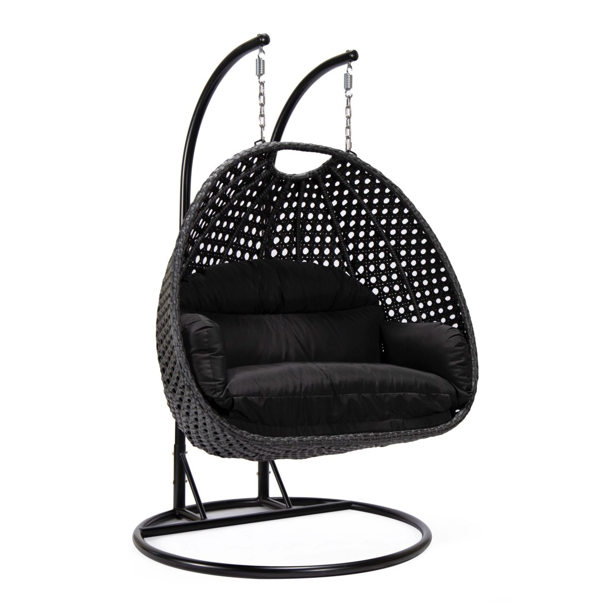 Mendoza 2 - Person Wicker Hanging Egg Swing Chair with Removable Cushions and Iron Base
