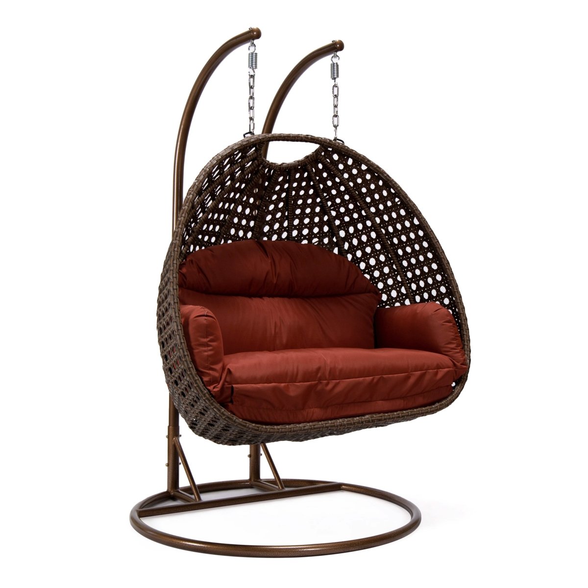 Mendoza 2 - Person Wicker Hanging Egg Swing Chair with Removable Cushions and Iron Base