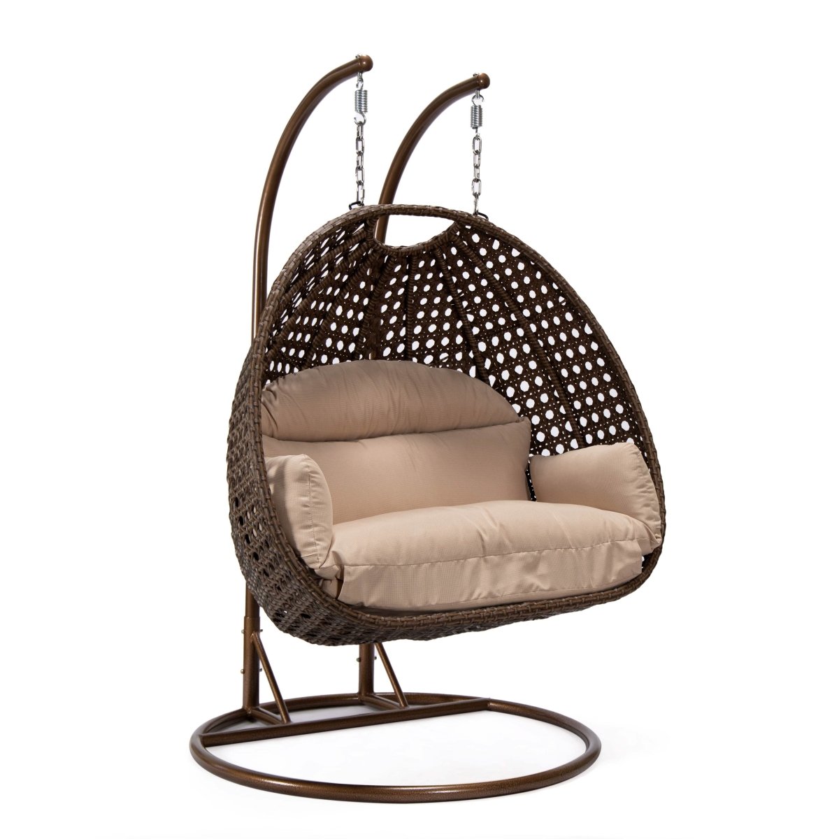 Mendoza 2 - Person Wicker Hanging Egg Swing Chair with Removable Cushions and Iron Base