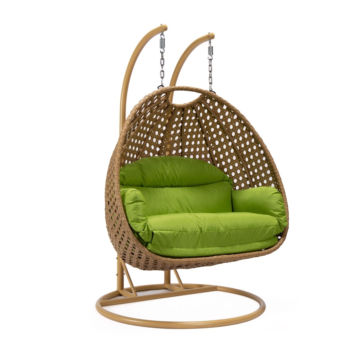 Mendoza 2 - Person Wicker Hanging Egg Swing Chair with Removable Cushions and Iron Base
