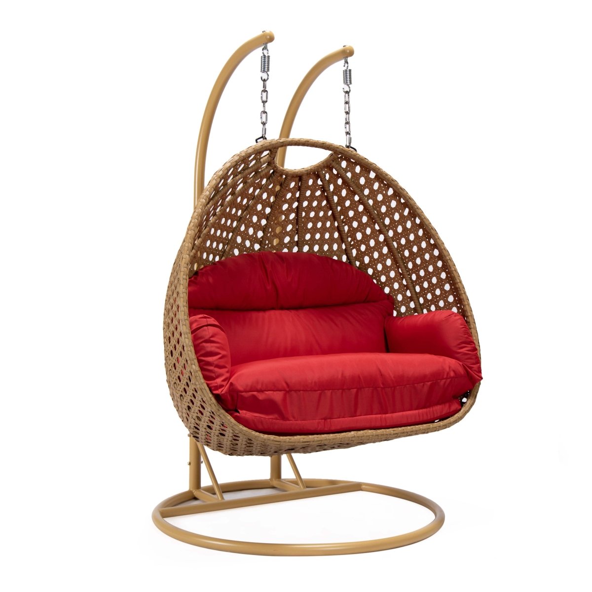 Mendoza 2 - Person Wicker Hanging Egg Swing Chair with Removable Cushions and Iron Base