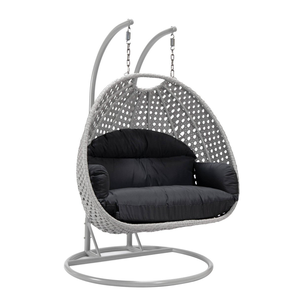 Mendoza 2 - Person Wicker Hanging Egg Swing Chair with Removable Cushions and Iron Base