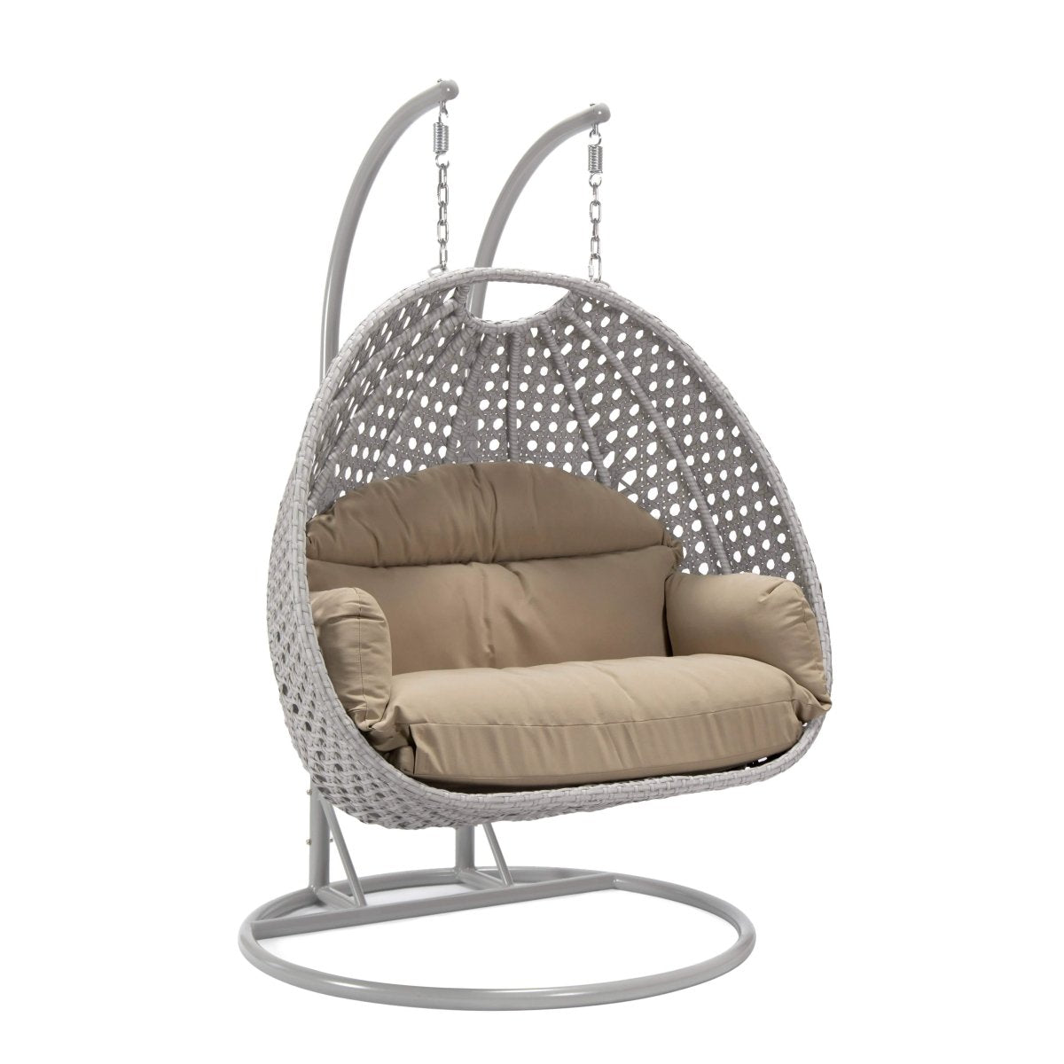 Mendoza 2 - Person Wicker Hanging Egg Swing Chair with Removable Cushions and Iron Base