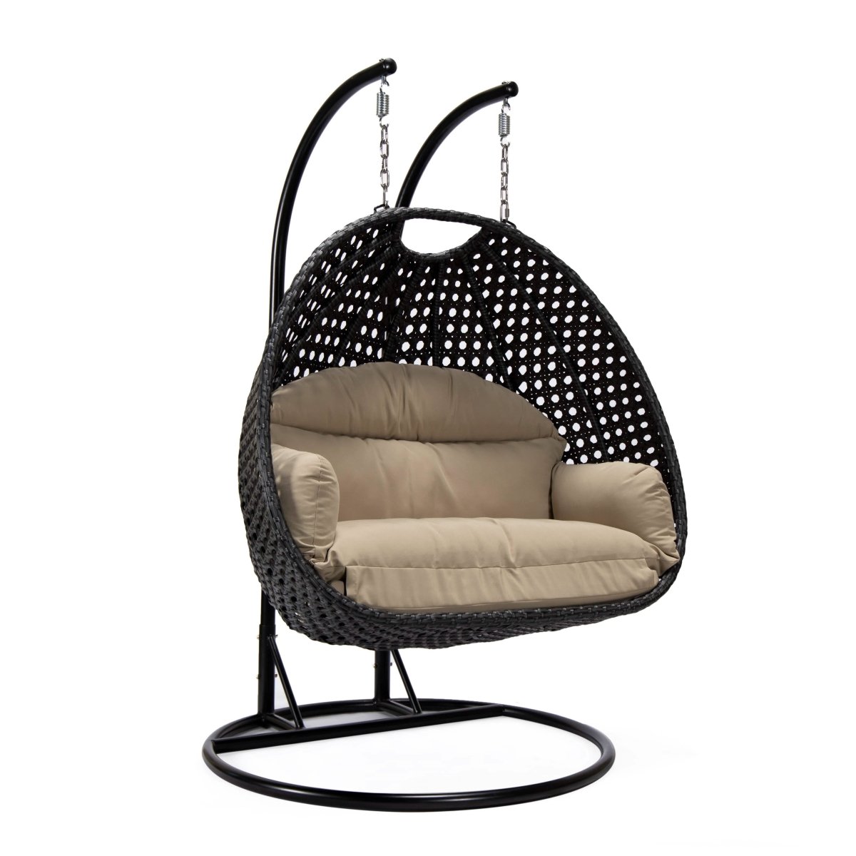 Mendoza 2 - Person Wicker Hanging Egg Swing Chair with Removable Cushions and Iron Base