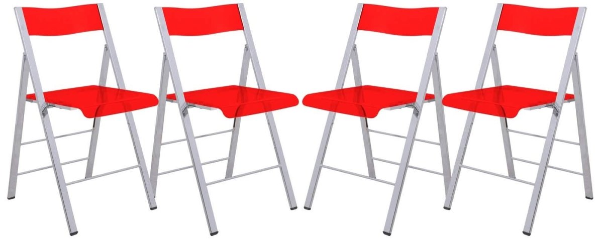 Menno Modern Acrylic Folding Chair Red Leisuremod