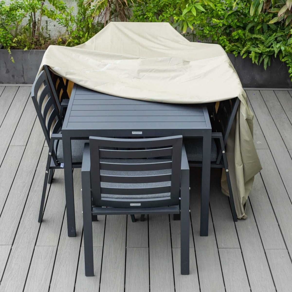 Mid-Century Modern Chelsea Rectangular Outdoor Furniture Rain Cover for 63" and 87" Patio Dining Set 63 Inch Dining Set Leisuremod