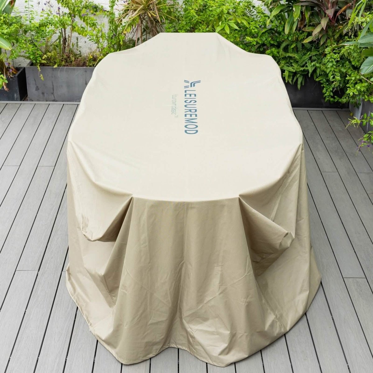 Mid-Century Modern Chelsea Rectangular Outdoor Furniture Rain Cover for 63" and 87" Patio Dining Set 63 Inch Dining Set Leisuremod
