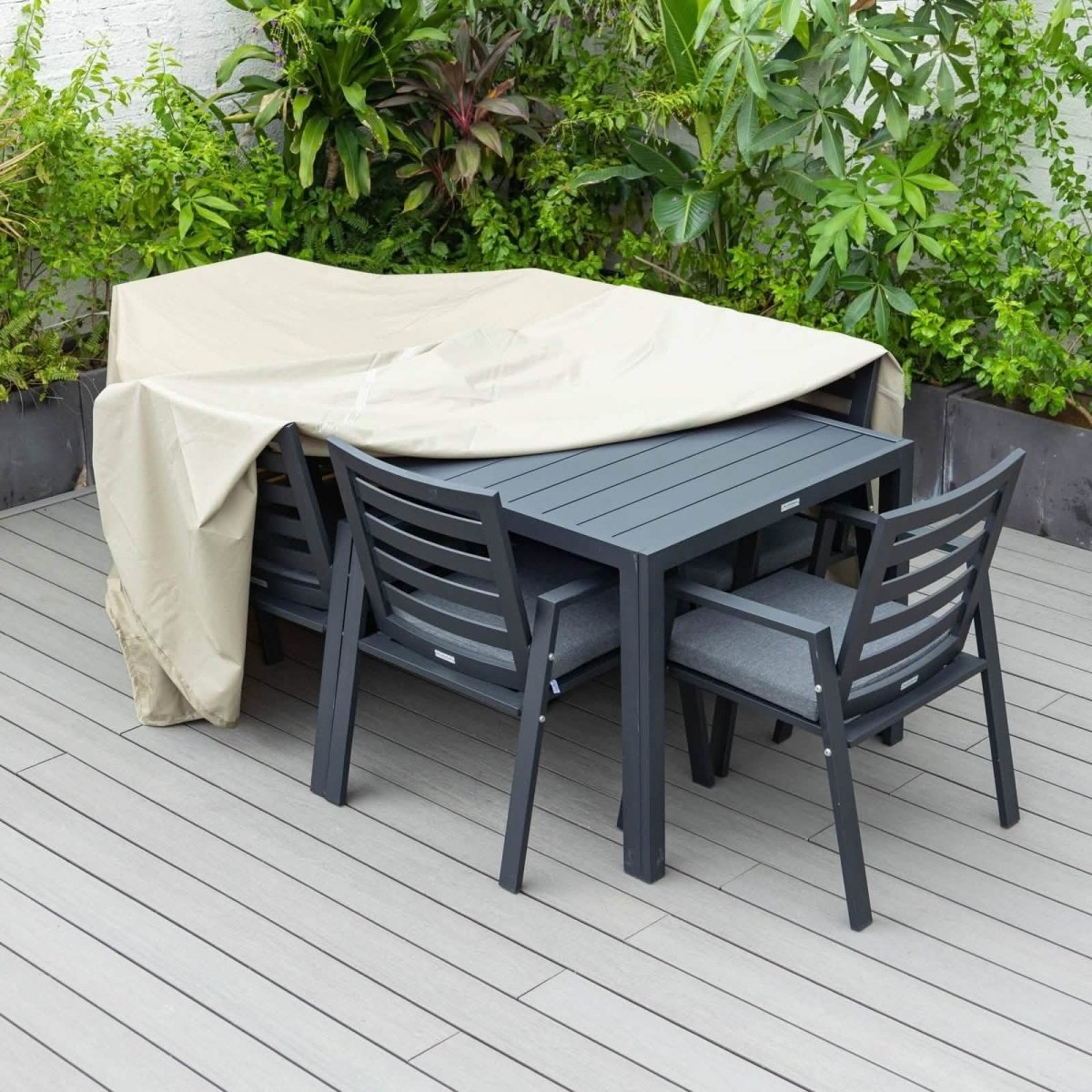 Mid-Century Modern Chelsea Rectangular Outdoor Furniture Rain Cover for 63" and 87" Patio Dining Set 87 Inch Dining Set Leisuremod