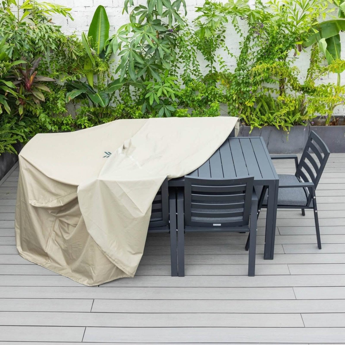 Mid-Century Modern Chelsea Rectangular Outdoor Furniture Rain Cover for 63" and 87" Patio Dining Set 87 Inch Dining Set Leisuremod