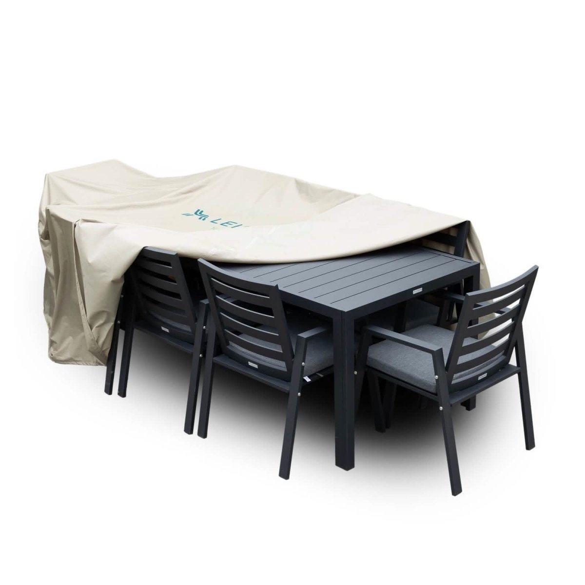 Mid-Century Modern Chelsea Rectangular Outdoor Furniture Rain Cover for 63" and 87" Patio Dining Set 63 Inch Dining Set Leisuremod