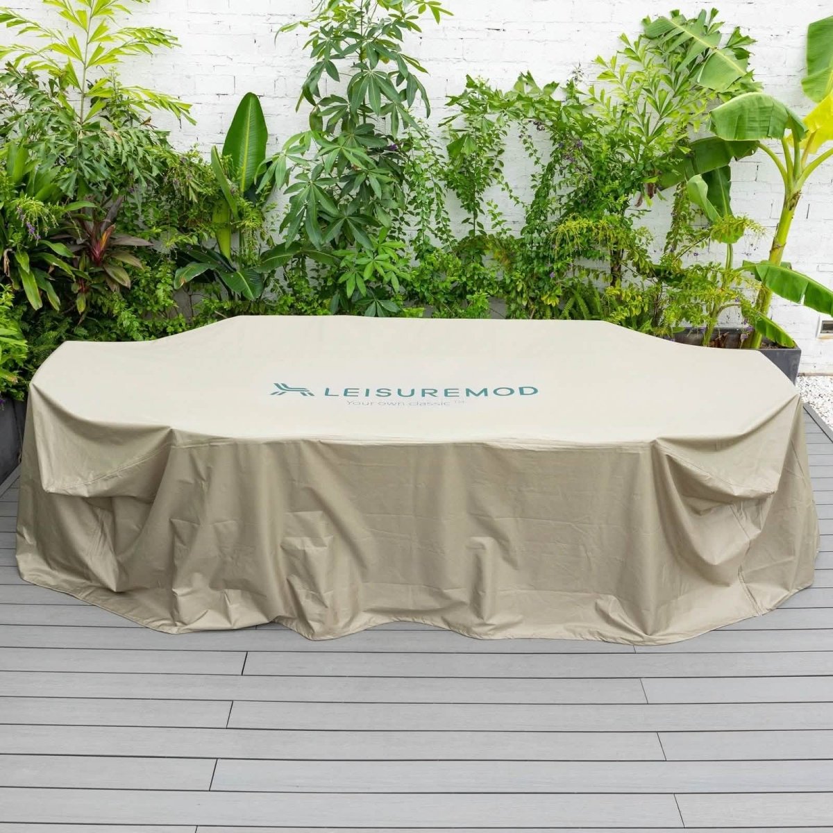Mid-Century Modern Chelsea Rectangular Outdoor Furniture Rain Cover for 63" and 87" Patio Dining Set 63 Inch Dining Set Leisuremod