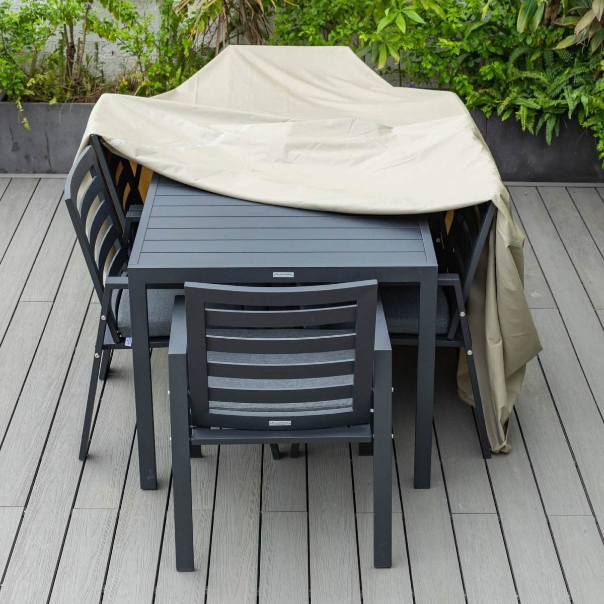 Mid-Century Modern Chelsea Rectangular Outdoor Furniture Rain Cover for 63" and 87" Patio Dining Set 87 Inch Dining Set Leisuremod