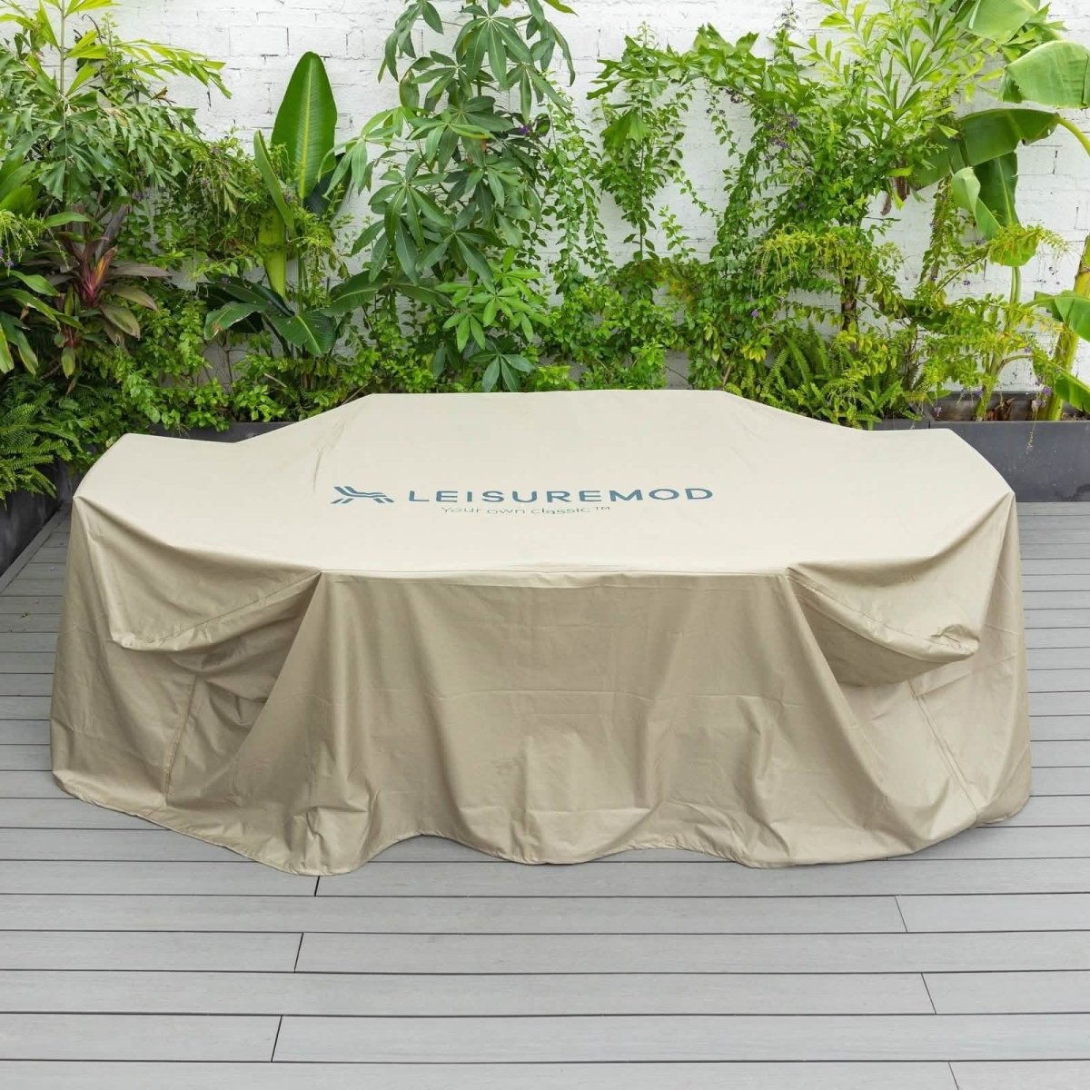 Mid-Century Modern Chelsea Rectangular Outdoor Furniture Rain Cover for 63" and 87" Patio Dining Set 63 Inch Dining Set Leisuremod