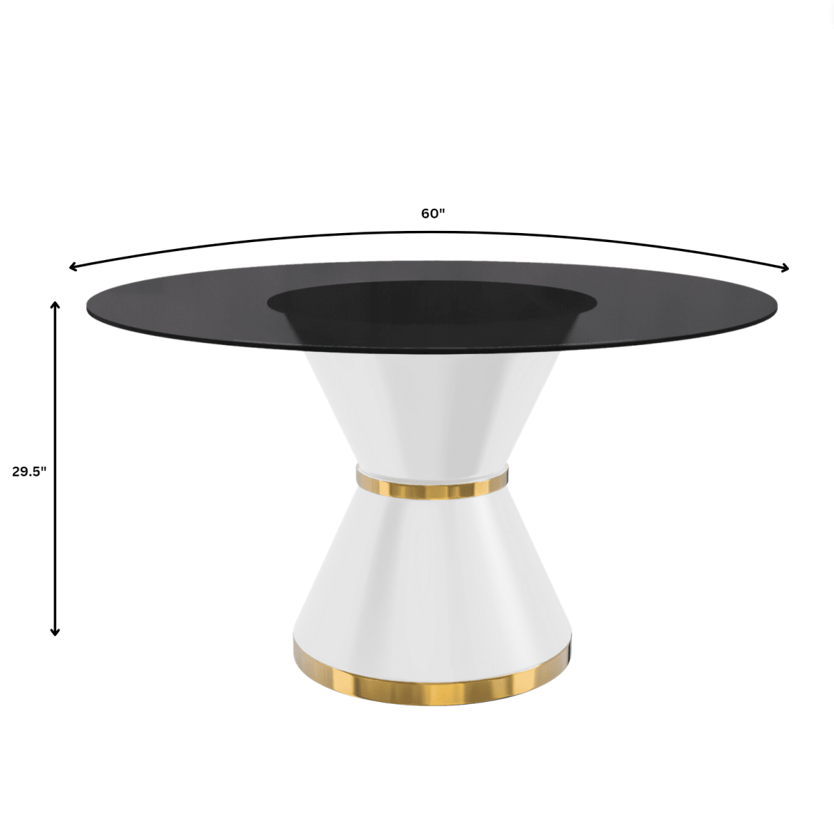 Modern Round Dining Table with a Glass/Stone Tabletop in Stainless Steel Seats 6 - 10 Qorvus Collection