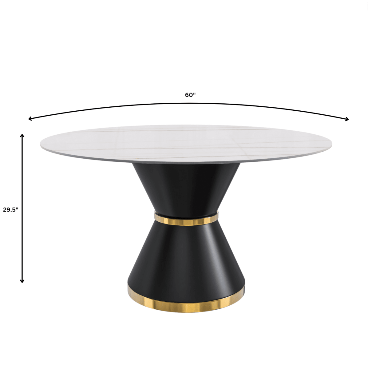 Modern Round Dining Table with a Glass/Stone Tabletop in Stainless Steel Seats 6 - 10 Qorvus Collection