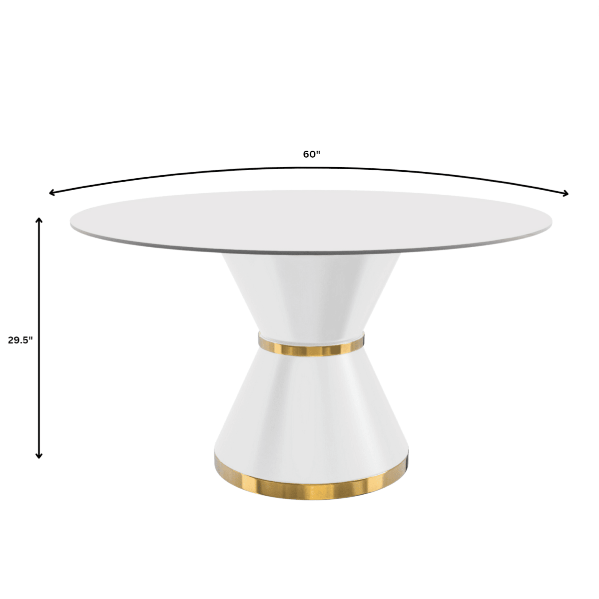 Modern Round Dining Table with a Glass/Stone Tabletop in Stainless Steel Seats 6 - 10 Qorvus Collection