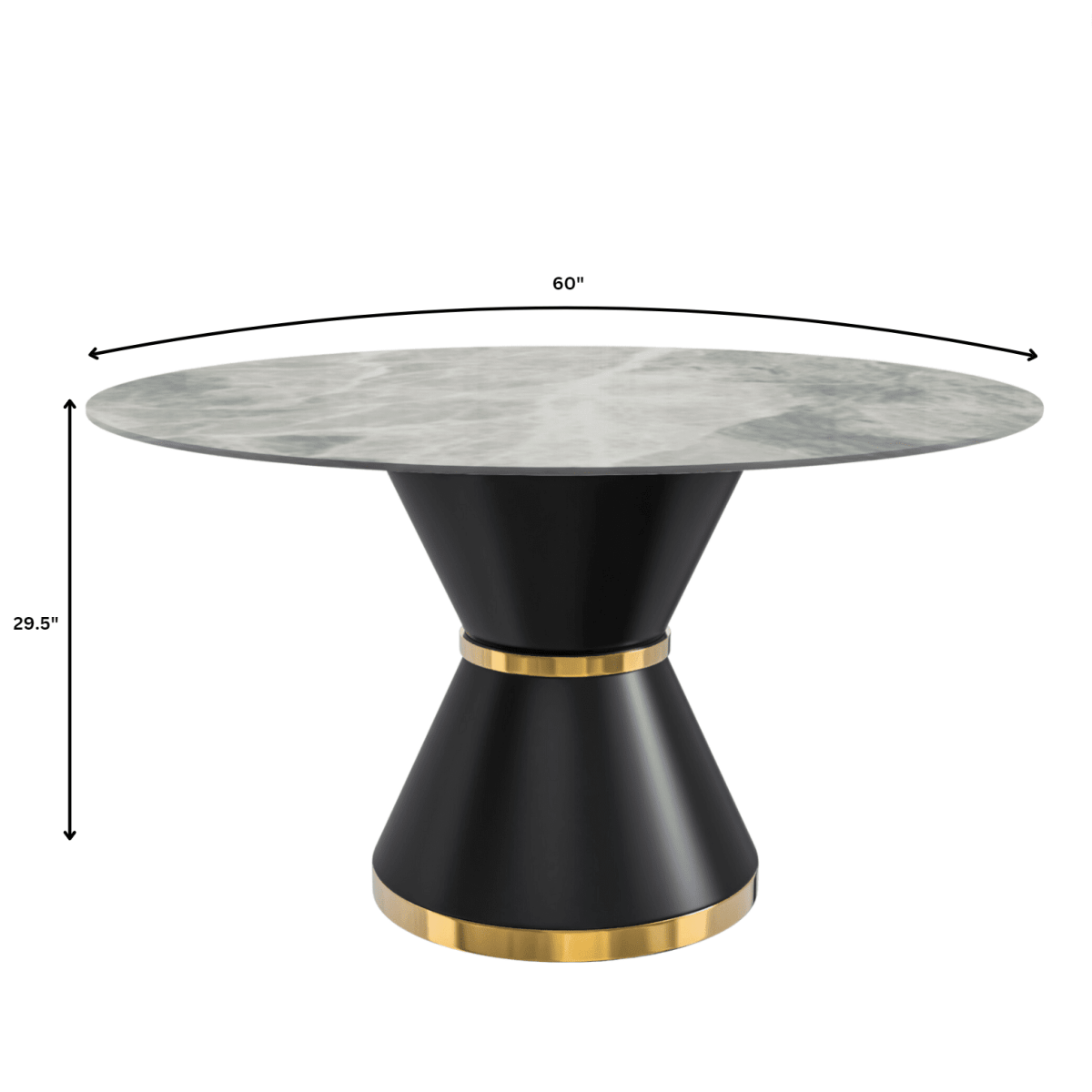 Modern Round Dining Table with a Glass/Stone Tabletop in Stainless Steel Seats 6 - 10 Qorvus Collection