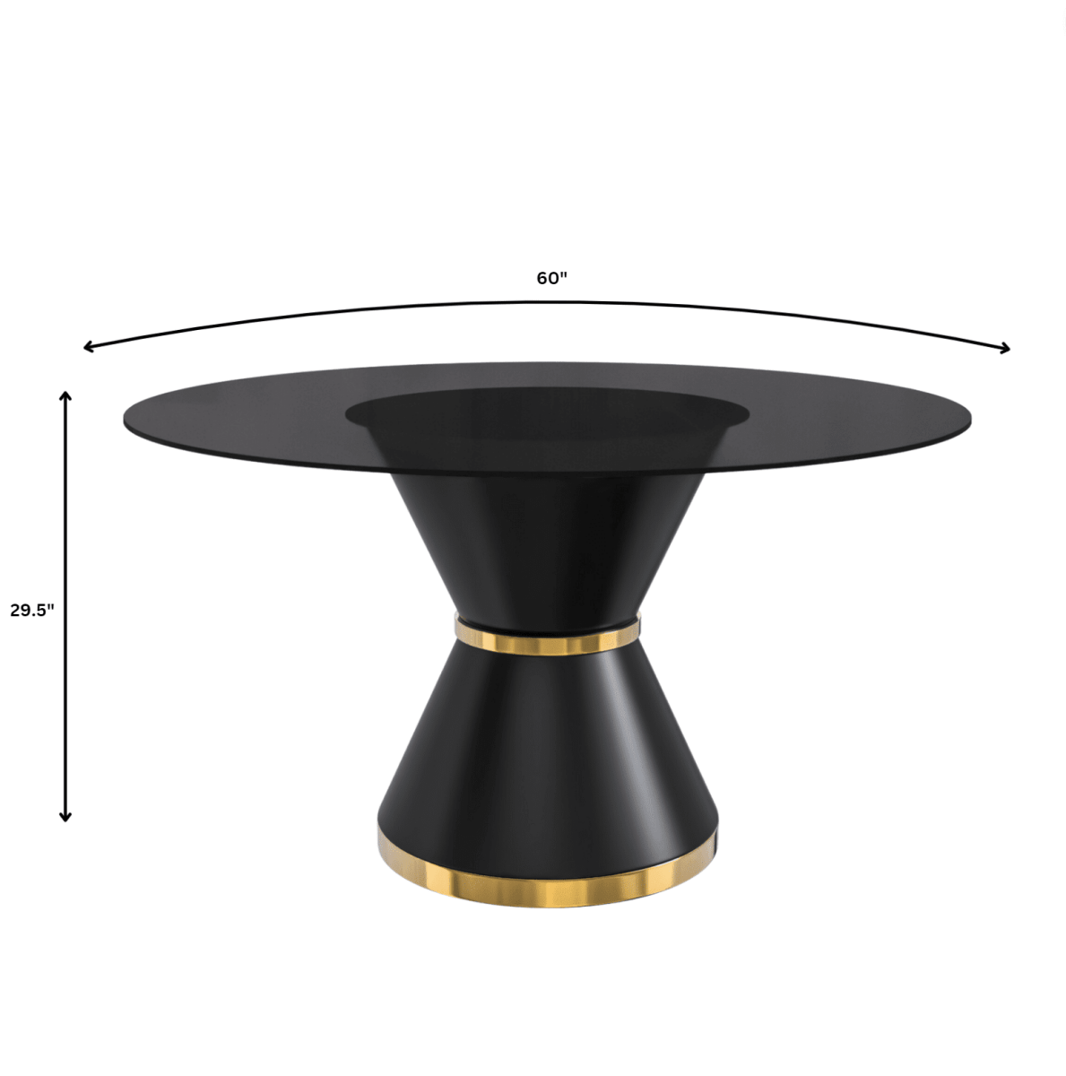 Modern Round Dining Table with a Glass/Stone Tabletop in Stainless Steel Seats 6 - 10 Qorvus Collection