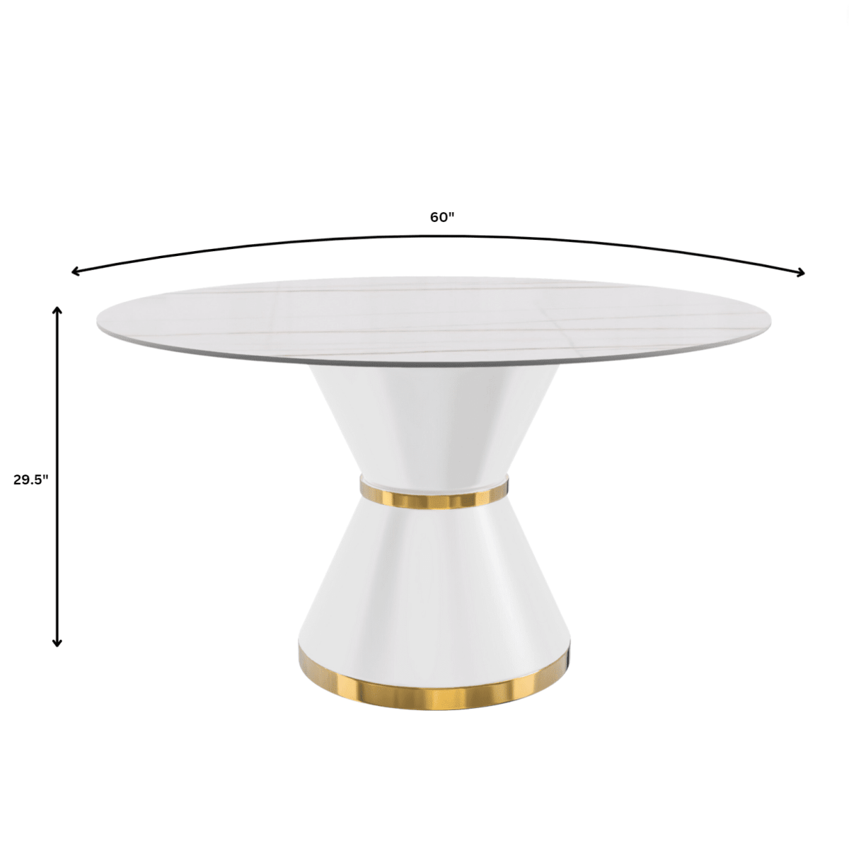 Modern Round Dining Table with a Glass/Stone Tabletop in Stainless Steel Seats 6 - 10 Qorvus Collection